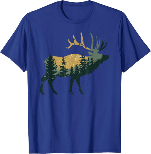 Elk Hunting Hiking Outdoor Camping Forest Men Women Elk T-Shirt - T-Shirt | Royal