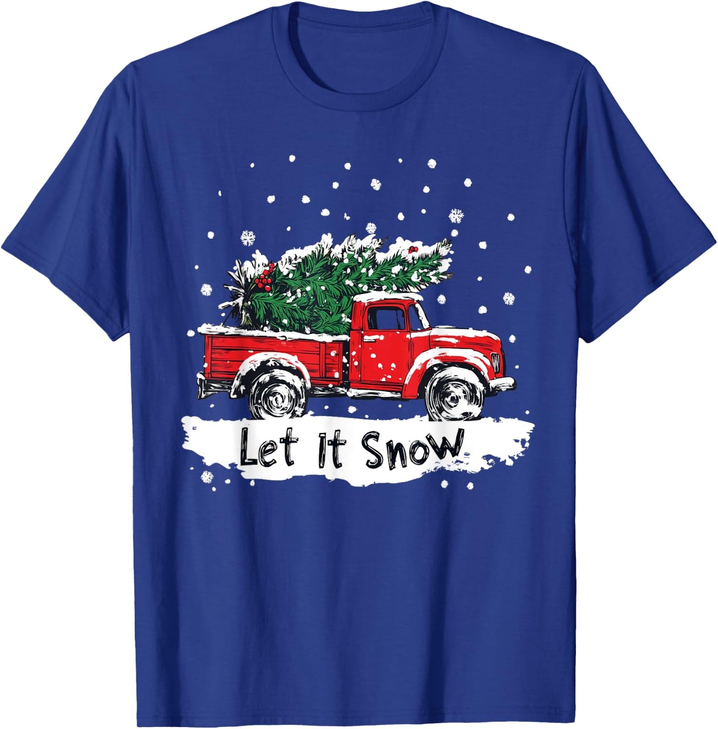 Let It Snow Vintage Family Matching Christmas Tree Red Truck T-Shirt - T-Shirt | Royal
