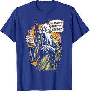 My Favorite Spirit Is Whiskey Ghost Halloween Whiskey T-Shirt - T-Shirt | Royal