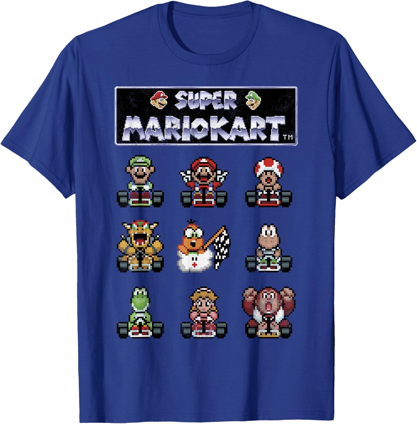 Mario Kart 8-bit Group Racers Retro Graphic T-Shirt - T-Shirt | Royal