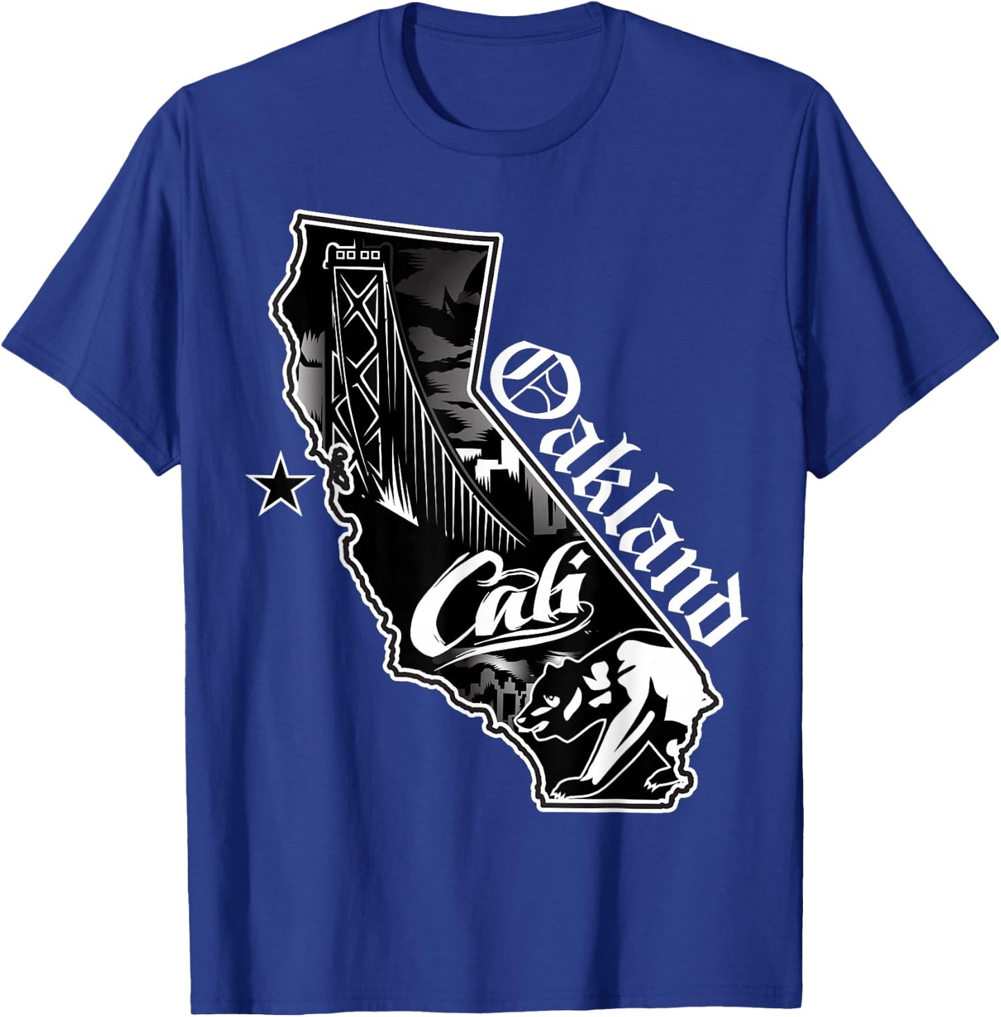 Oakland California Map Northern Cali Bay Area CA T-Shirt - T-Shirt | Royal