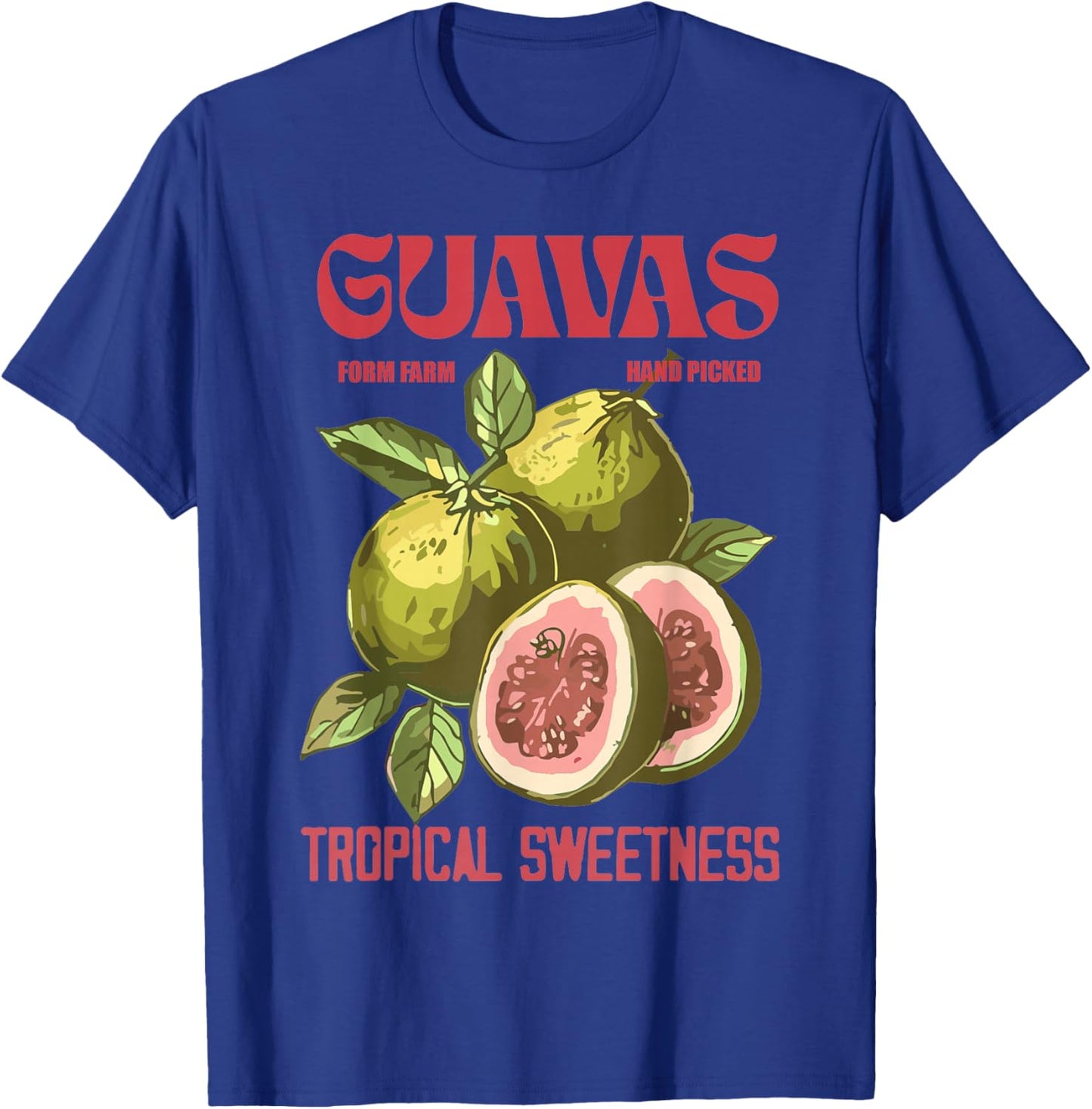 Vintage Guava Art Retro Fruit Label Graphic T-Shirt - T-Shirt | Royal