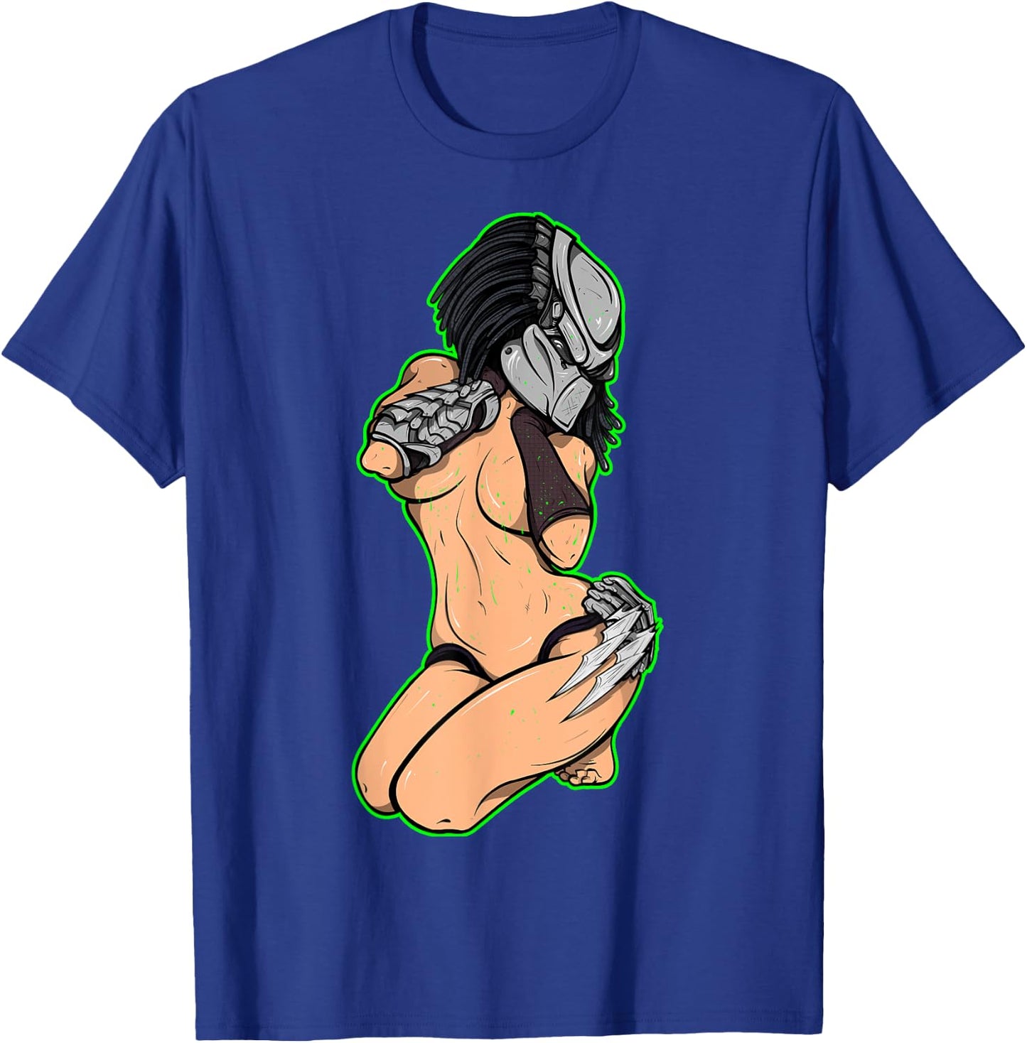 Predator Alien Hunter Pinup Girl T-Shirt - T-Shirt | Royal