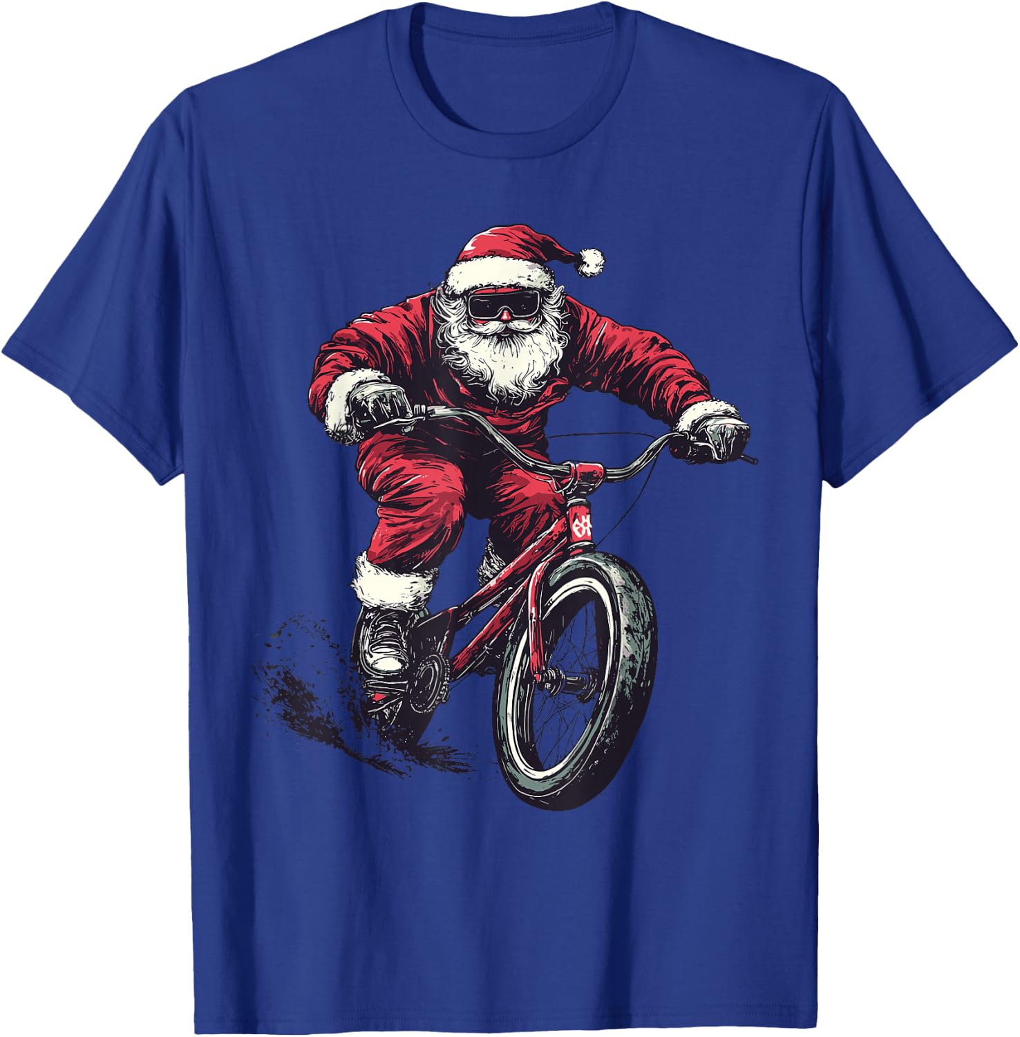 Funny Biker Cyclist Santa BMX Lover Christmas Xmas Pajama T-Shirt - T-Shirt | Royal