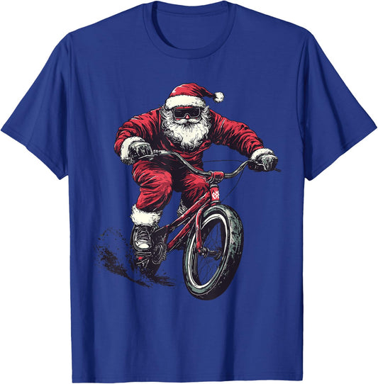 Funny Biker Cyclist Santa BMX Lover Christmas Xmas Pajama T-Shirt - T-Shirt | Royal