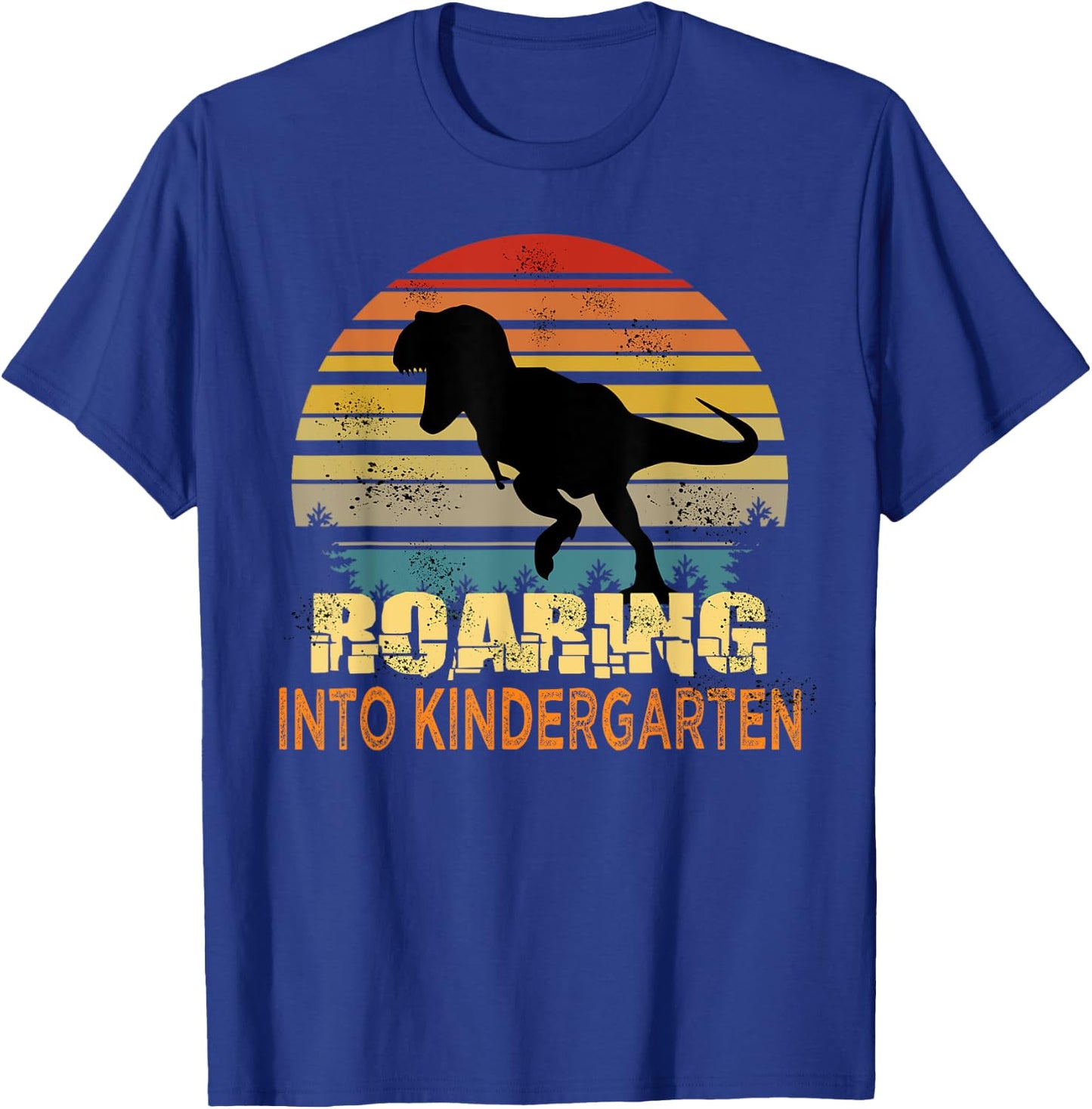 Roaring Into Kindergarten Dinosaur 1st Day Back To School T-Shirt - T-Shirt | Royal