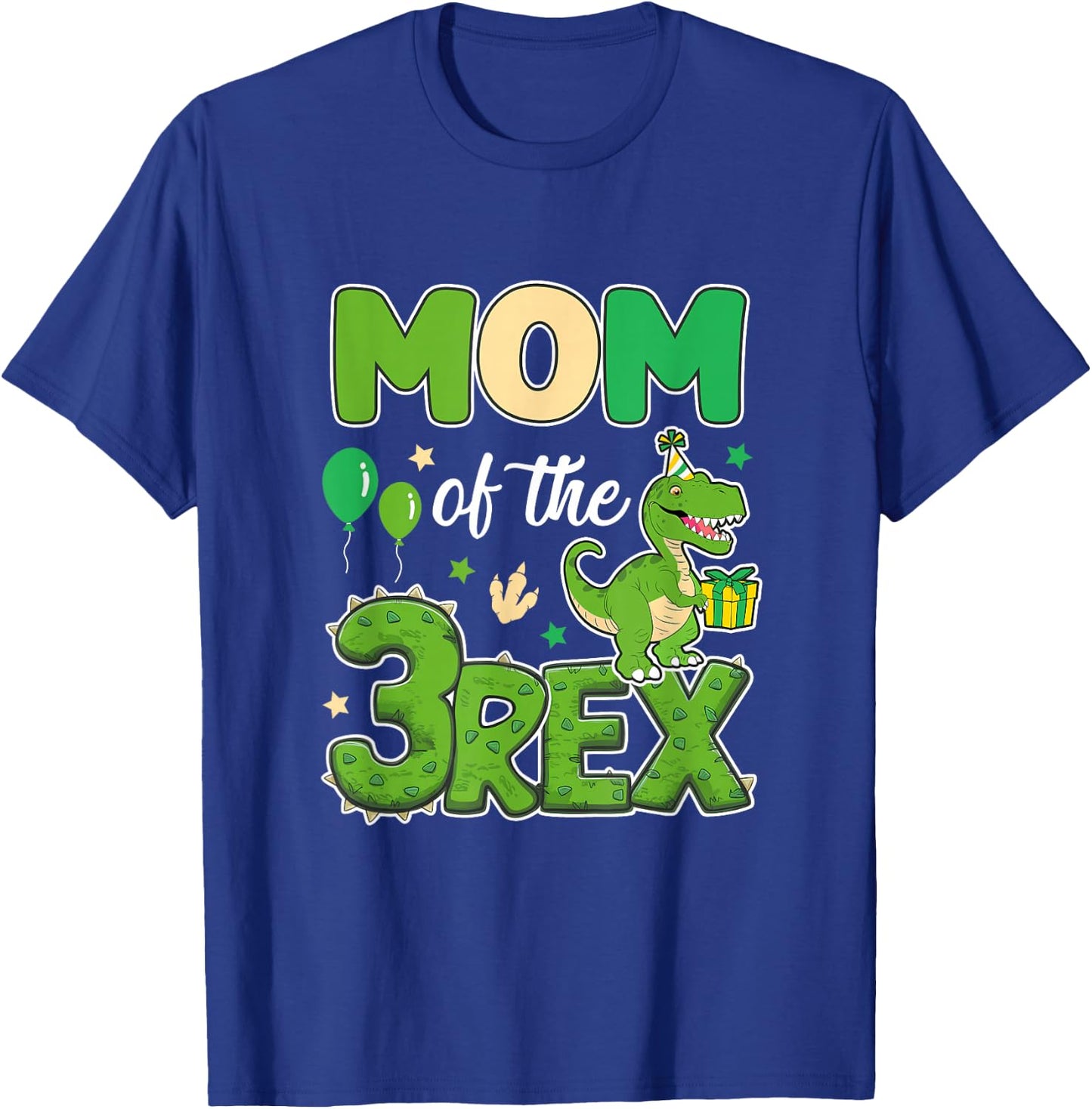 Mom Of The Three Rex Birthday Dinosaur Family Matching T-Shirt - T-Shirt | Royal