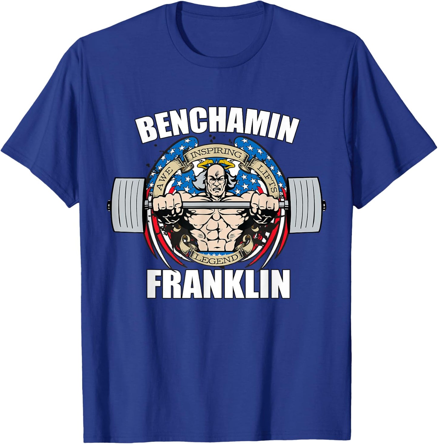 Benchamin Franklin Patriotic Gainz Workout Gym T-Shirt - T-Shirt | Royal