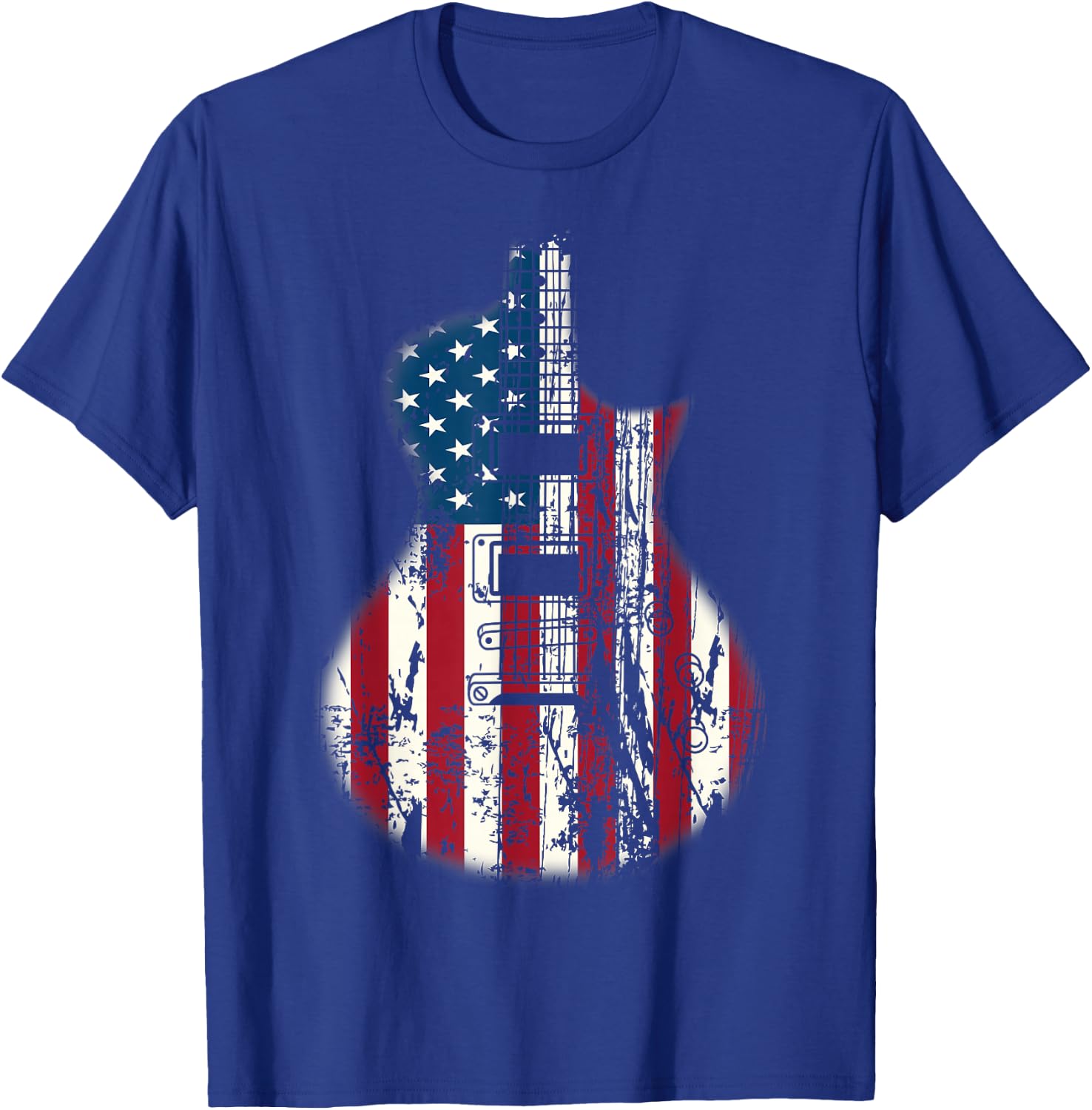 US American Flag Guitar Musician Distressed Guitars Vintage T-Shirt - T-Shirt | Royal