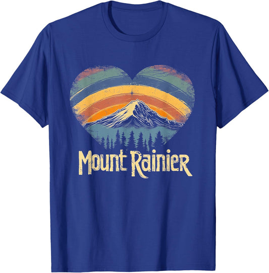 Mt. Mount Rainier - National Park Heart Vintage Love Women T-Shirt - T-Shirt | Royal