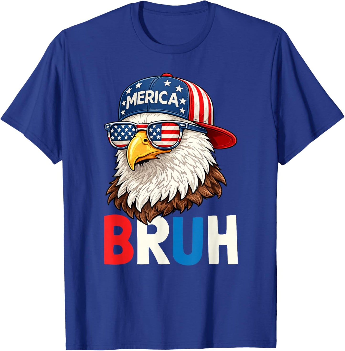 Funny 4th of July Bruh 2026 250th Patriotic Bald Eagle USA T-Shirt - T-Shirt | Royal
