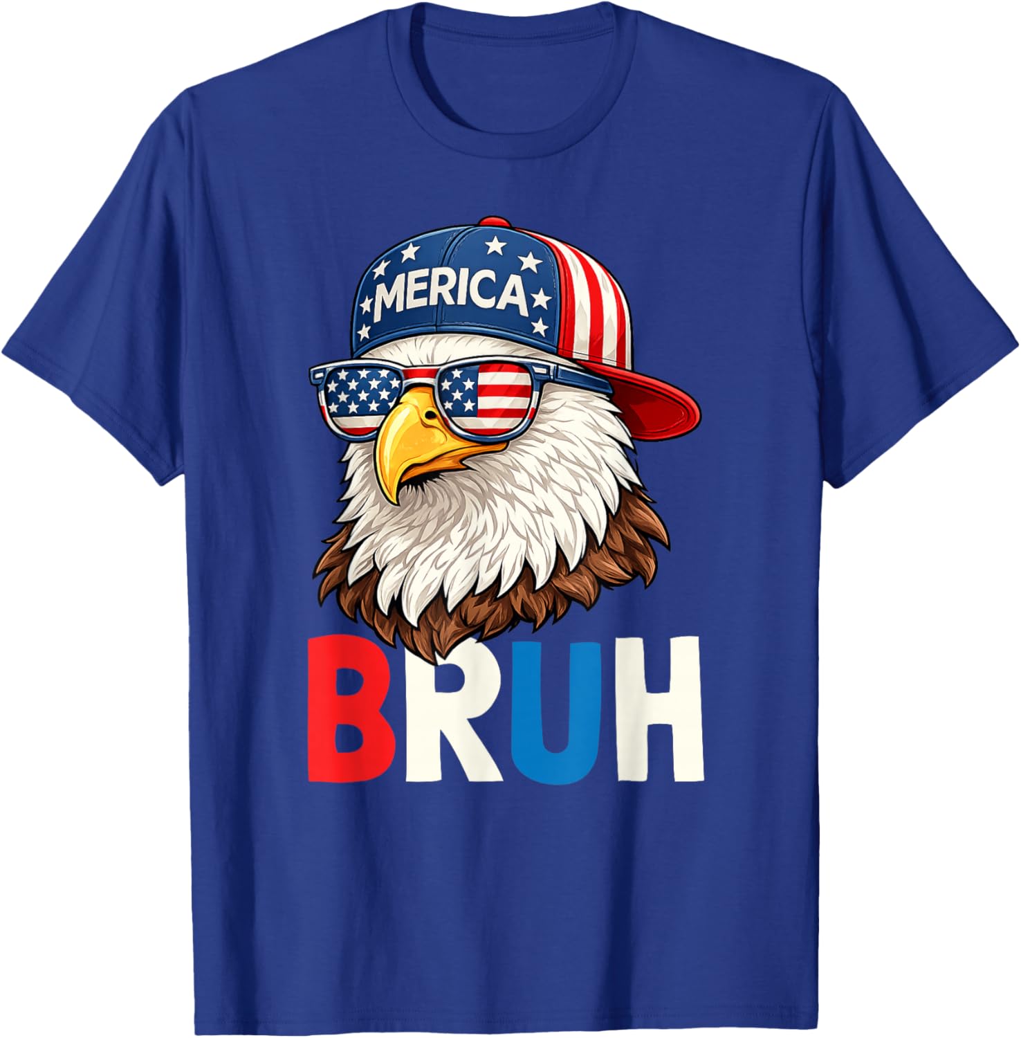 Funny 4th of July Bruh 2026 250th Patriotic Bald Eagle USA T-Shirt - T-Shirt | Royal