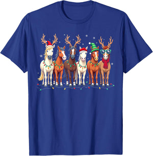 Horse Lover Santa Hat Christmas Xmas Holiday Girls Pajamas T-Shirt - T-Shirt | Royal