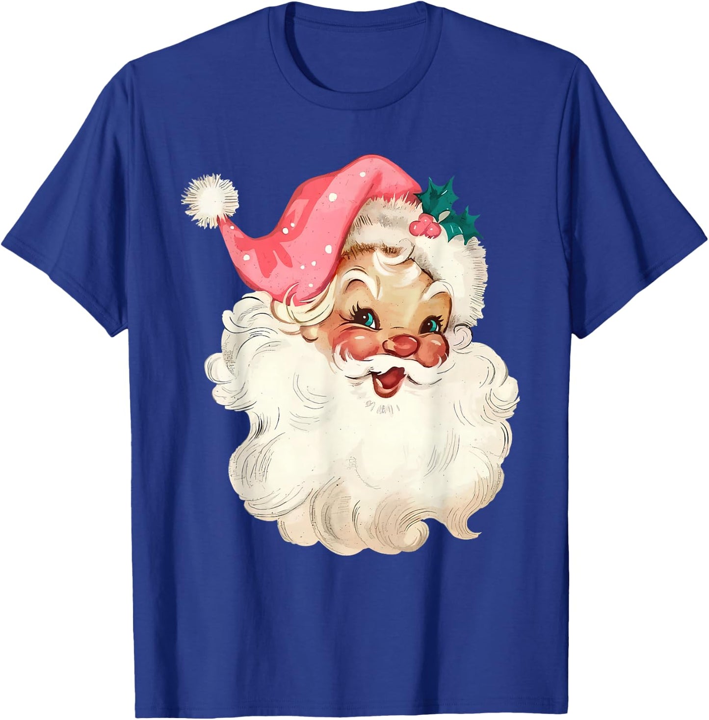 Santa Claus Pink Christmas Face Old Xmas Vintage Pink Santa T-Shirt - T-Shirt | Royal