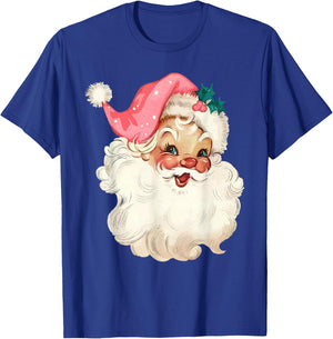 Santa Claus Pink Christmas Face Old Xmas Vintage Pink Santa T-Shirt - T-Shirt | Royal