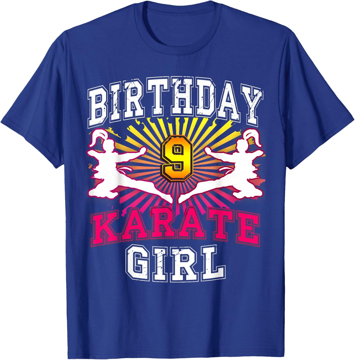 9th Birthday Girl - Karate 9 years old T-Shirt - T-Shirt | Royal