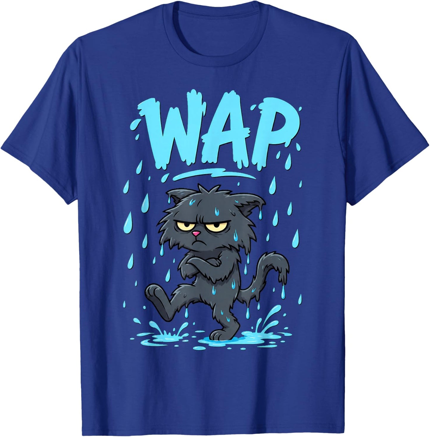 Wet Cat Humor Design T-Shirt - T-Shirt | Royal