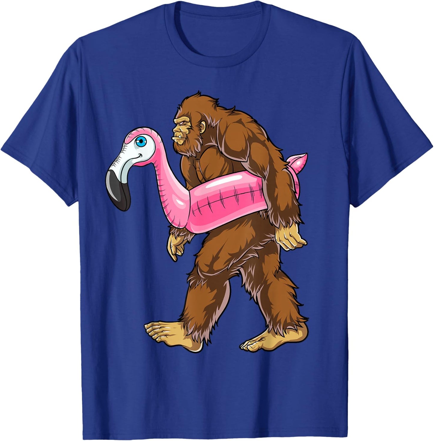 Pool Party Bigfoot Flamingo Men Women Sasquatch Pink Float Small T-Shirt - T-Shirt | Royal