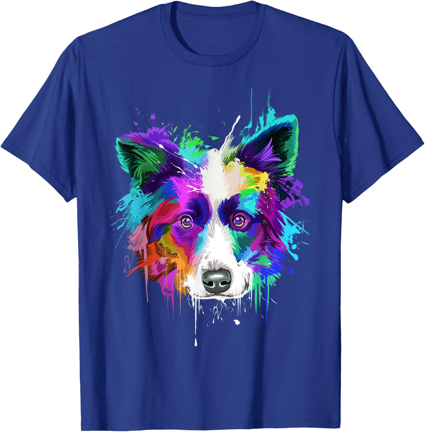 Splash Art Border Collie | Border Collie Owners Gift T-Shirt - T-Shirt | Royal