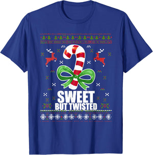 Sweet But Twisted Funny Candy Cane Ugly Christmas Sweater T-Shirt - T-Shirt | Royal