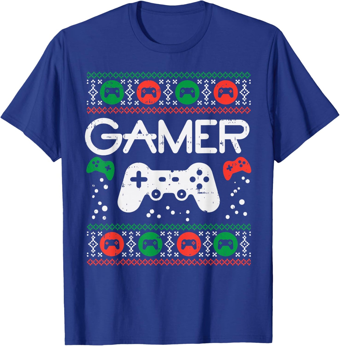 Gamer Ugly Christmas Sweater Retro Video Game Xmas Boys Gift T-Shirt - T-Shirt | Royal