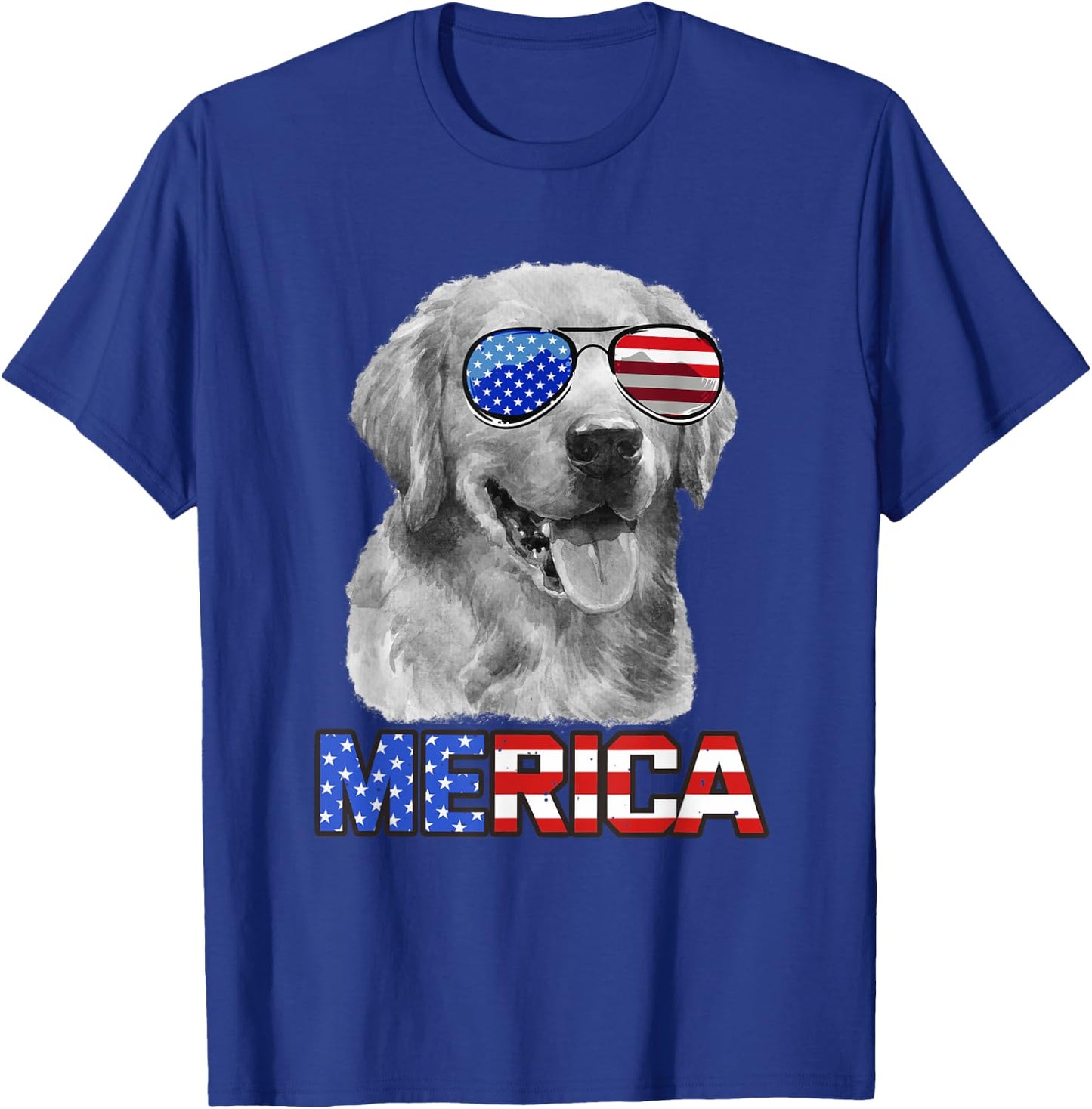 Golden Retriever Dog Merica 4th July Patriotic American Men T-Shirt - T-Shirt | Royal