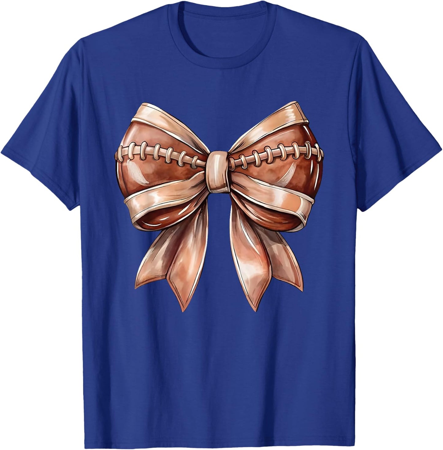 Coquette Bow American Football Thanksgiving Autumn - -Adults & Kids - Black - Short Sleeve - Size S (US) T-Shirt - T-Shirt | Royal