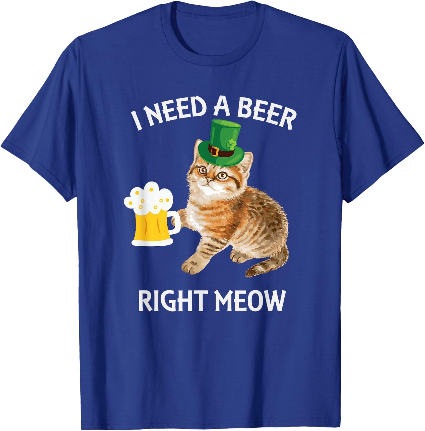 Funny Irish Beer Cat St Patricks Day Drinking with Hat T-Shirt - T-Shirt | Royal