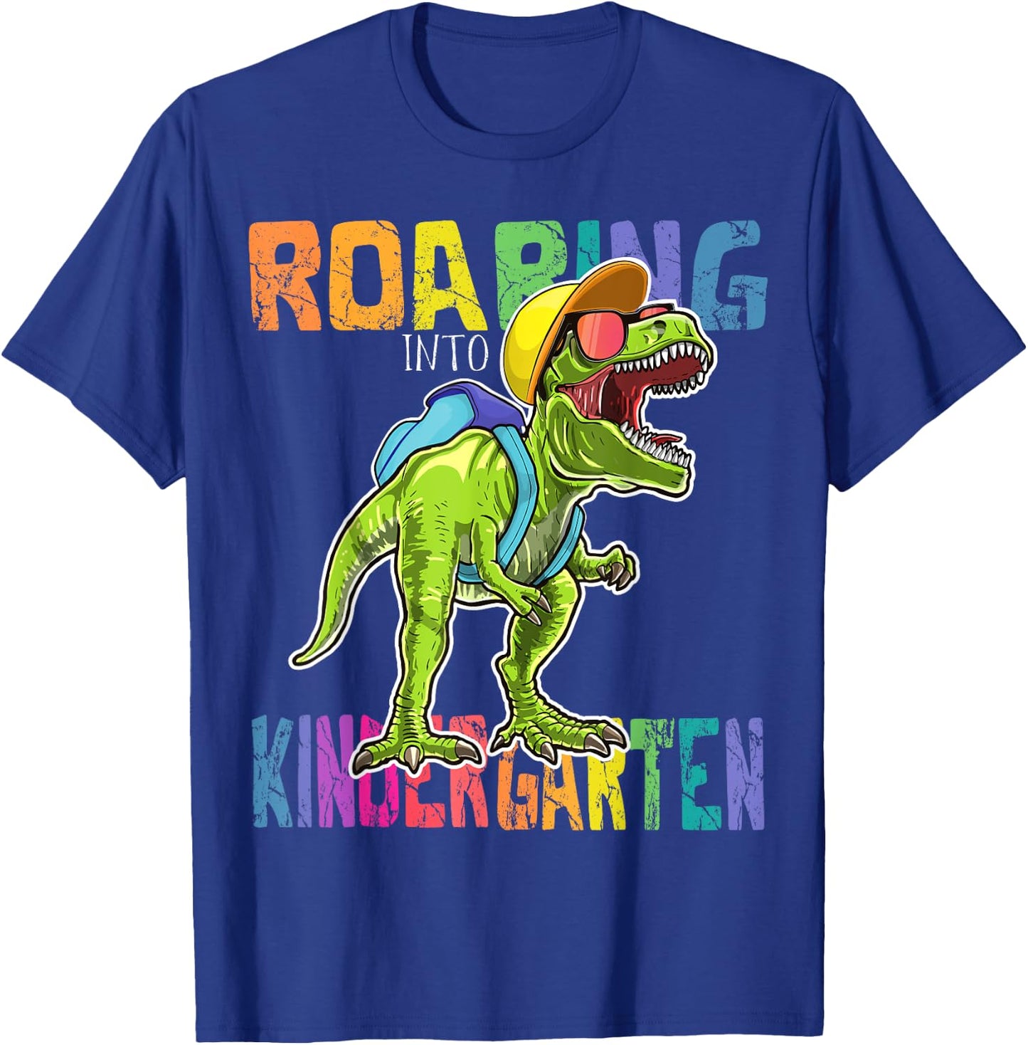 Roaring Kindergarten Dinosaur T Rex Back to School Boys Gift T-Shirt - T-Shirt | Royal