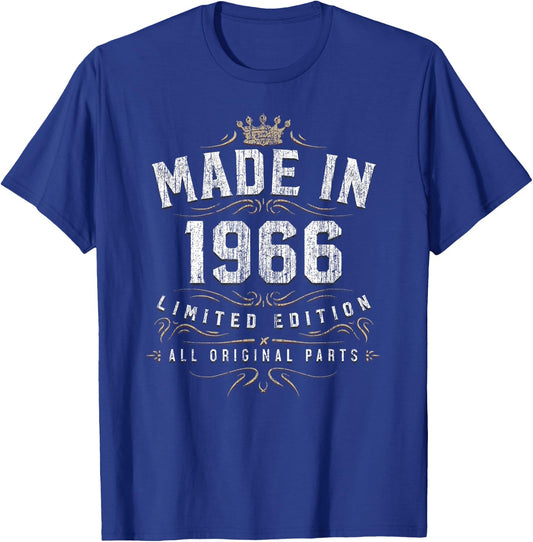 Made In 1966 T Shirt - All Original Parts 53rd Birthday Gift T-Shirt - T-Shirt | Royal