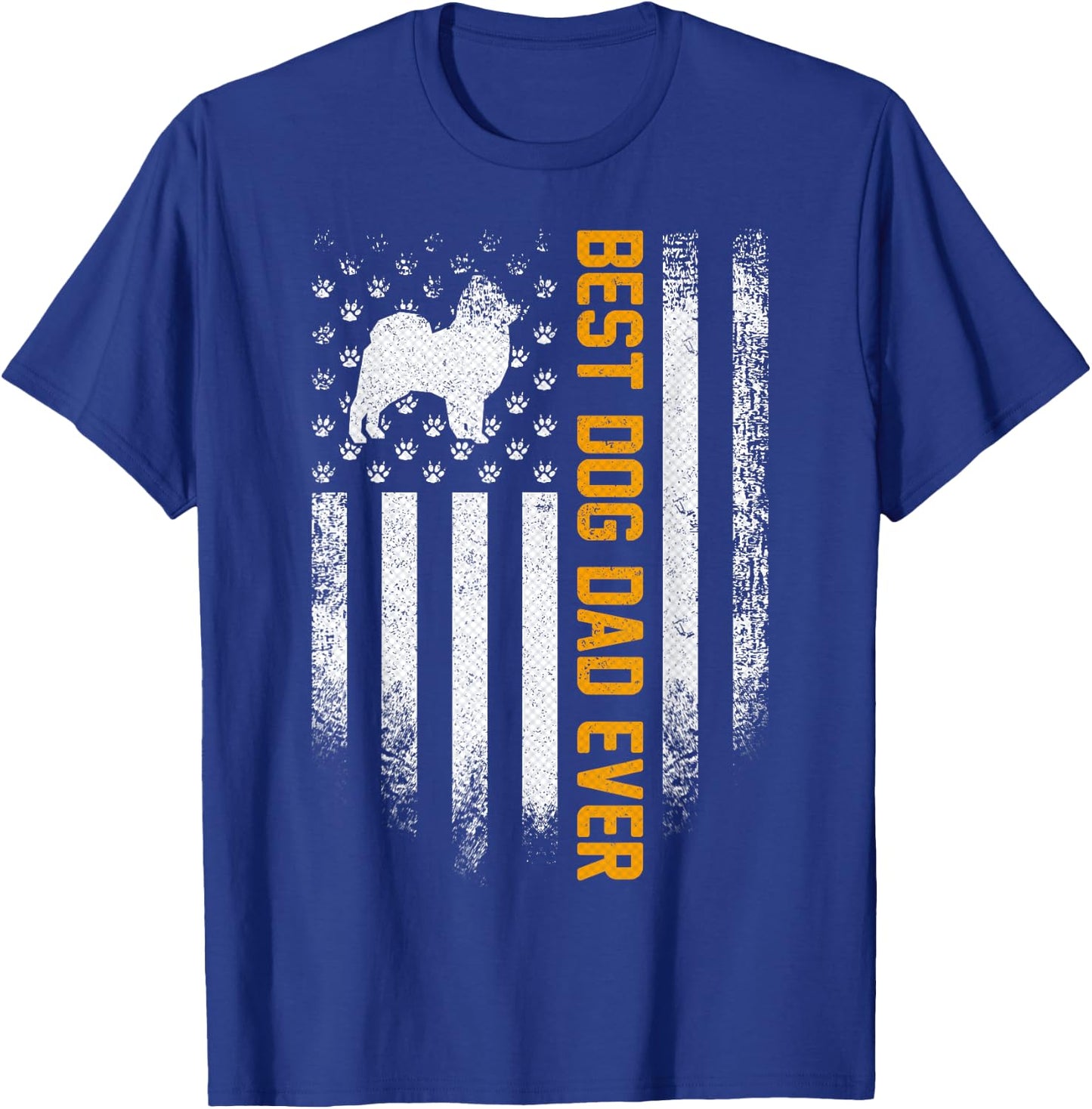 Vintage USA Best Pomeranian Dog Dad Ever American Flag Gift Men T-Shirt - T-Shirt | Royal