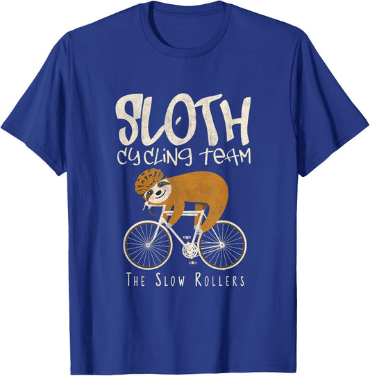 Funny Sloth Cycling Team Love Sloths Bicycle T-Shirt - T-Shirt | Royal