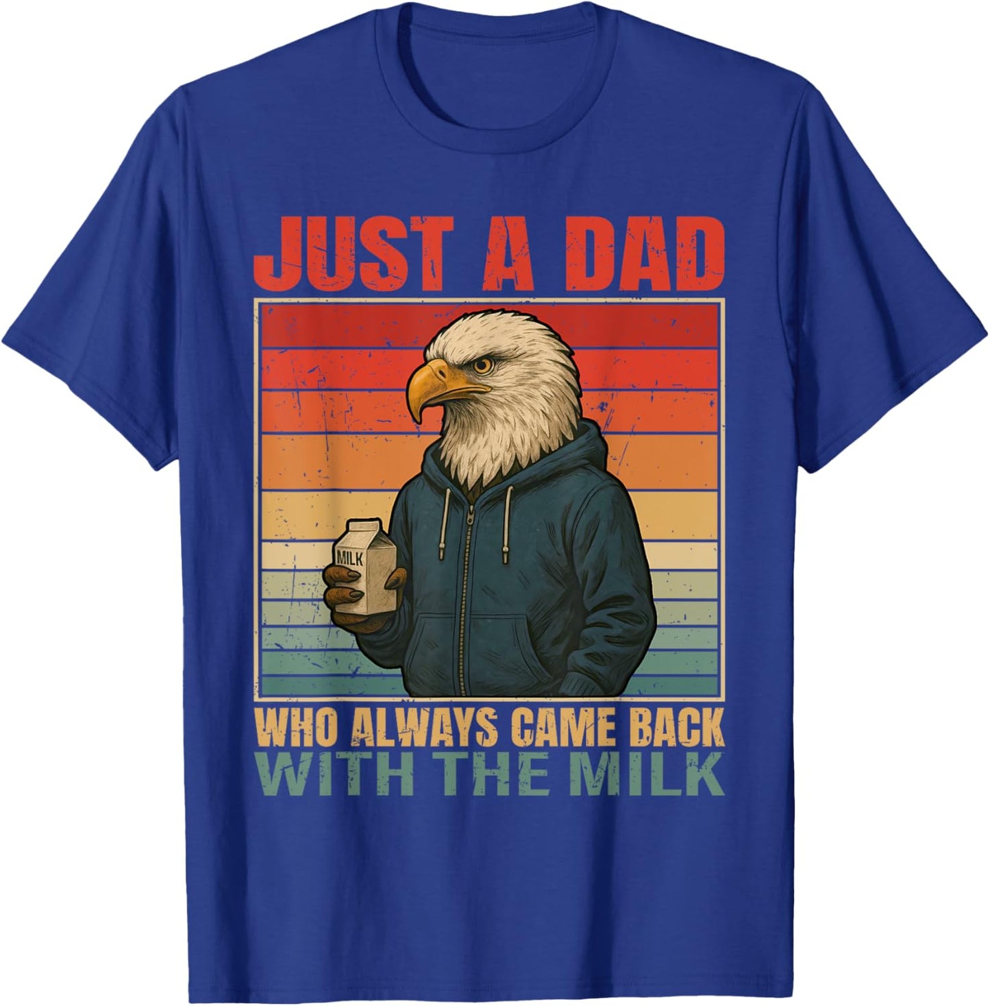 Retro Bald Eagle Funny Fathers Day Cool Patriotic Dad T-Shirt - T-Shirt | Royal