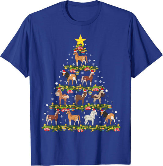 Horses Christmas Tree Horse Xmas Ornaments T-Shirt - T-Shirt | Royal