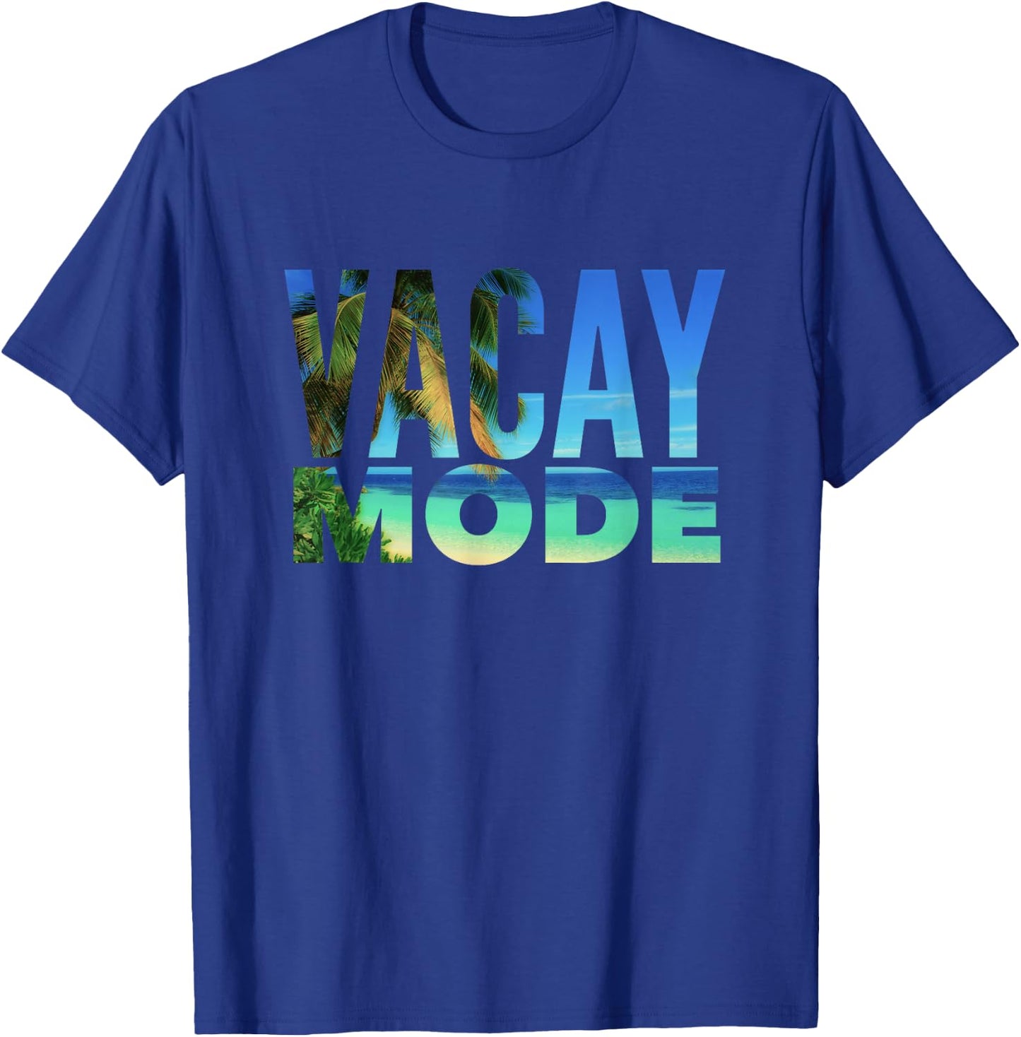 Vacay Mode Summer Vacation Tropical Beach Palm Trees & Ocean T-Shirt - T-Shirt | Royal