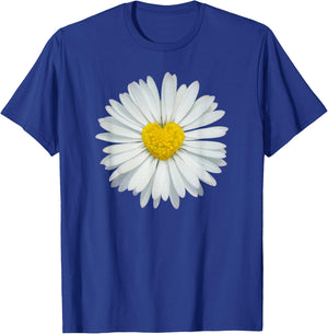 White and Yellow Heart Daisy Flower Rave T-Shirt - T-Shirt | Royal