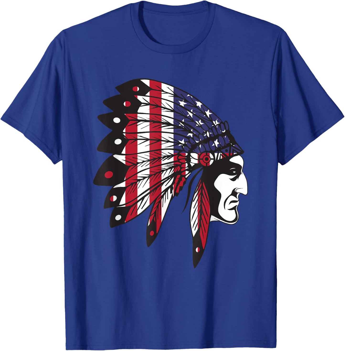 Native American Indian Chief American USA Flag 4th of July Small T-Shirt - T-Shirt | Royal