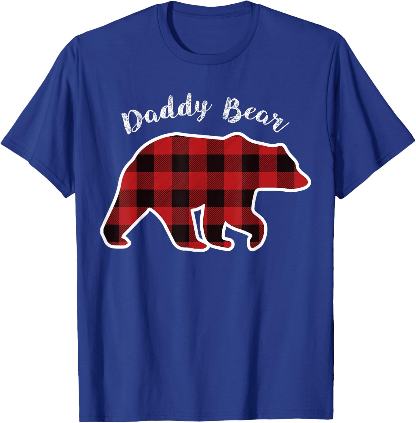 Daddy BEAR | Men Red Plaid Christmas Pajama Family Dad Gift T-Shirt - T-Shirt | Royal