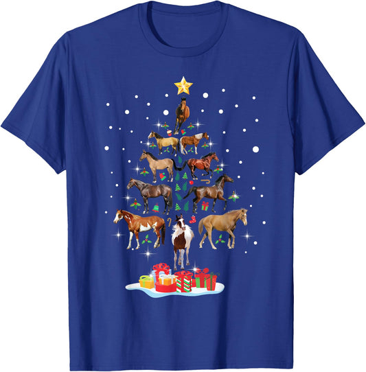 Horse Tree Christmas Horses Xmas Gifts Girls T-Shirt - T-Shirt | Royal