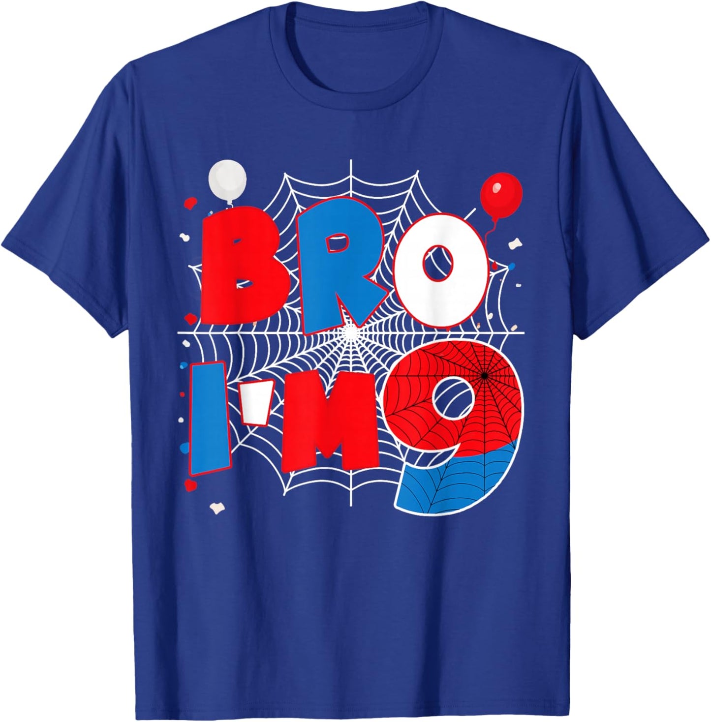 Bro I’m 9 Spider 9th Spider Theme Party Boy Birthday T-Shirt - T-Shirt | Royal