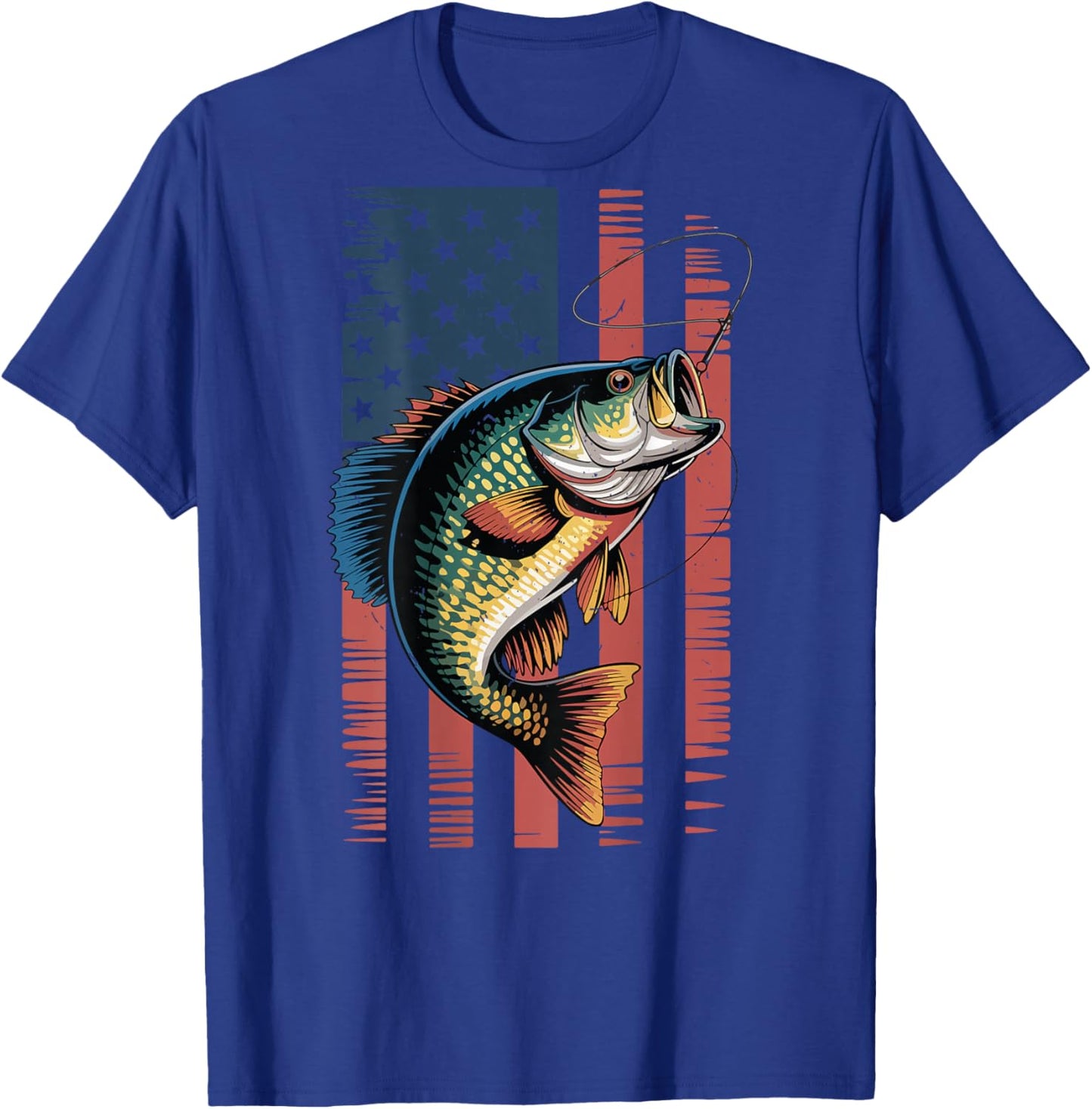Youth Crappie Fishing American Flag Patriotic Fishing Boys T-Shirt - T-Shirt | Royal