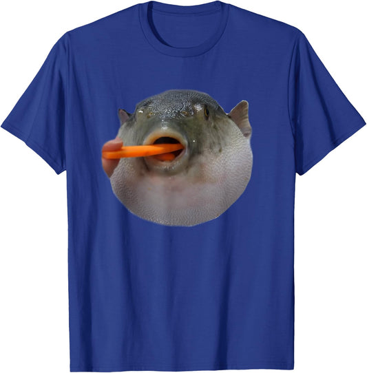 Pufferfish Eating a Carrot Meme Funny Blowfish Dank Memes T-Shirt - T-Shirt | Royal
