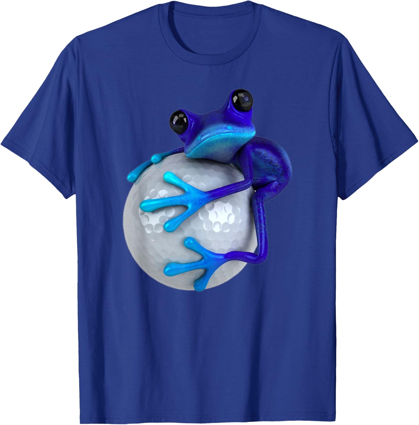 Cute Blue Frog Hugging Shiny Golf Ball T-Shirt - T-Shirt | Royal
