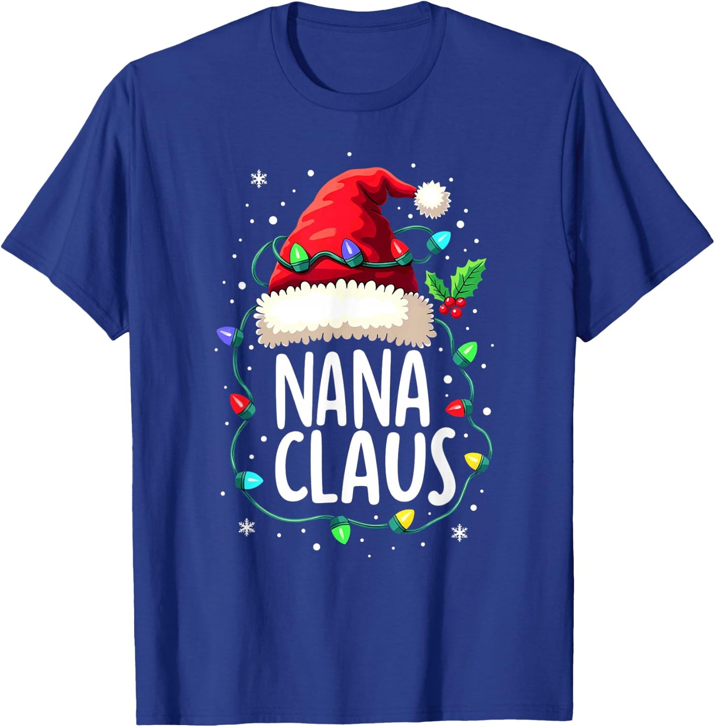 Christmas Lights Godmother Grandma Nana Claus T-Shirt - T-Shirt | Royal