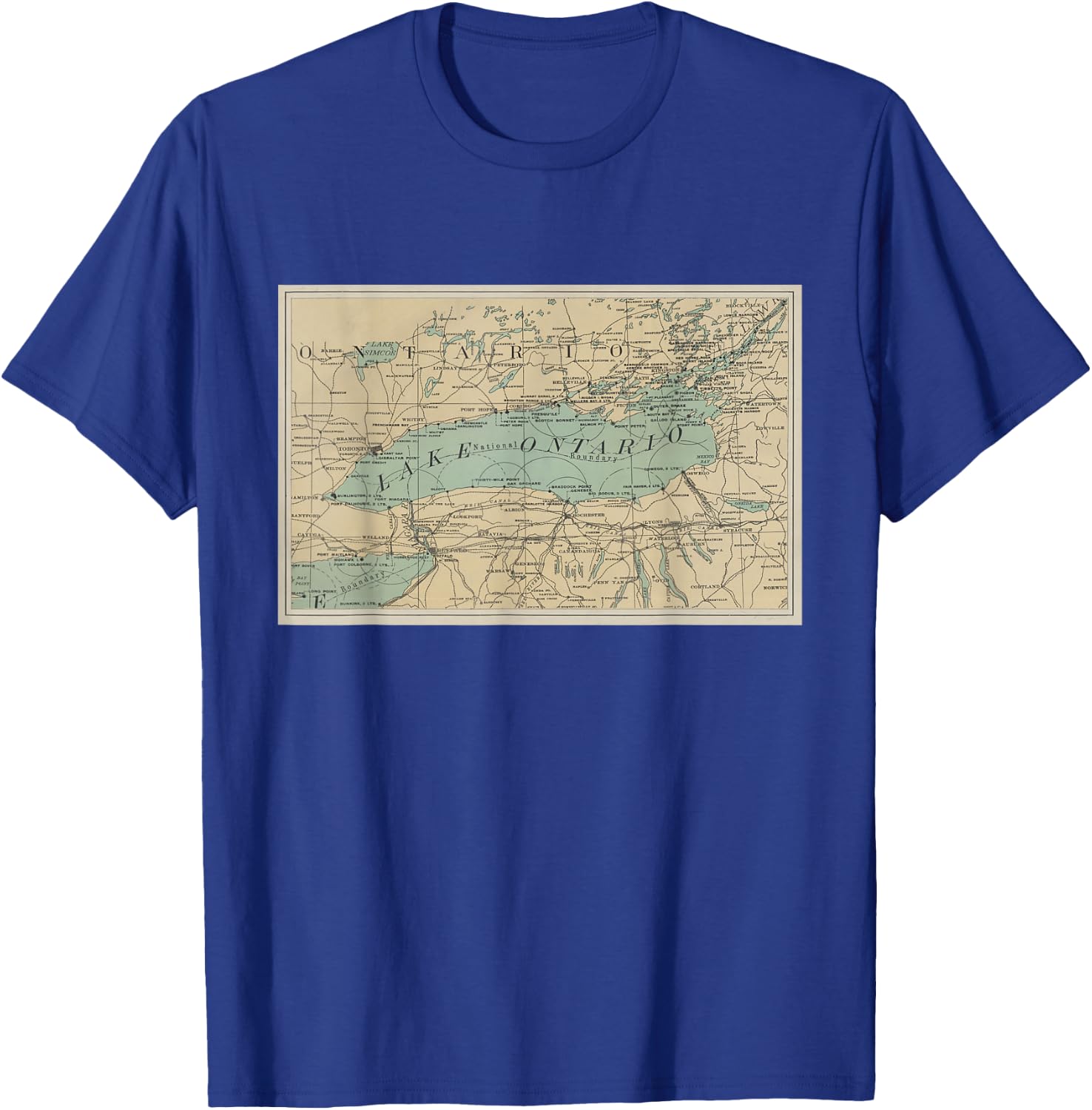 Lake Ontario Lighthouse Map T-Shirt - T-Shirt | Royal