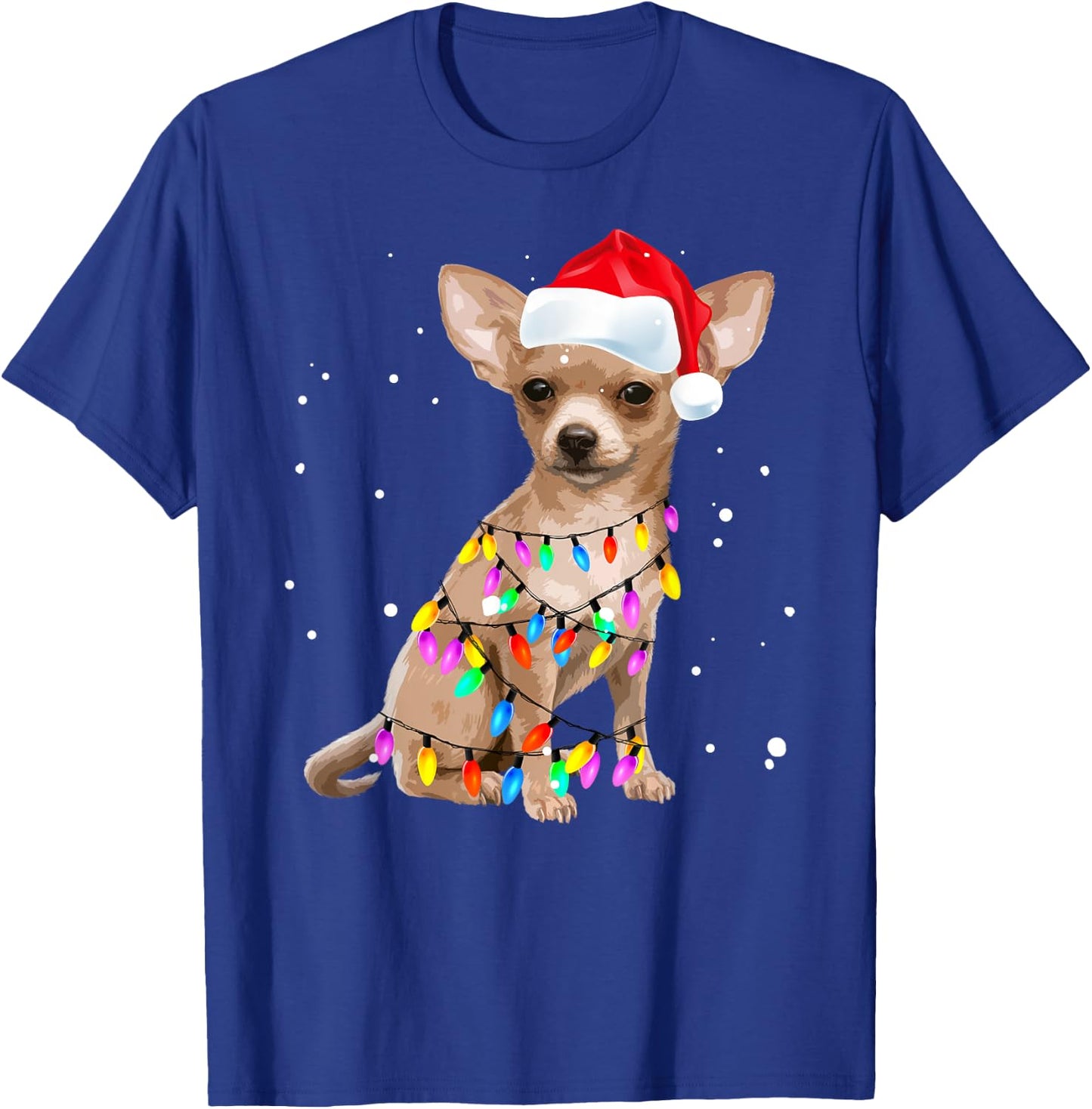 Christmas Lights Chihuahua with Santa Hat Pajamas Shirt T-Shirt - T-Shirt | Royal