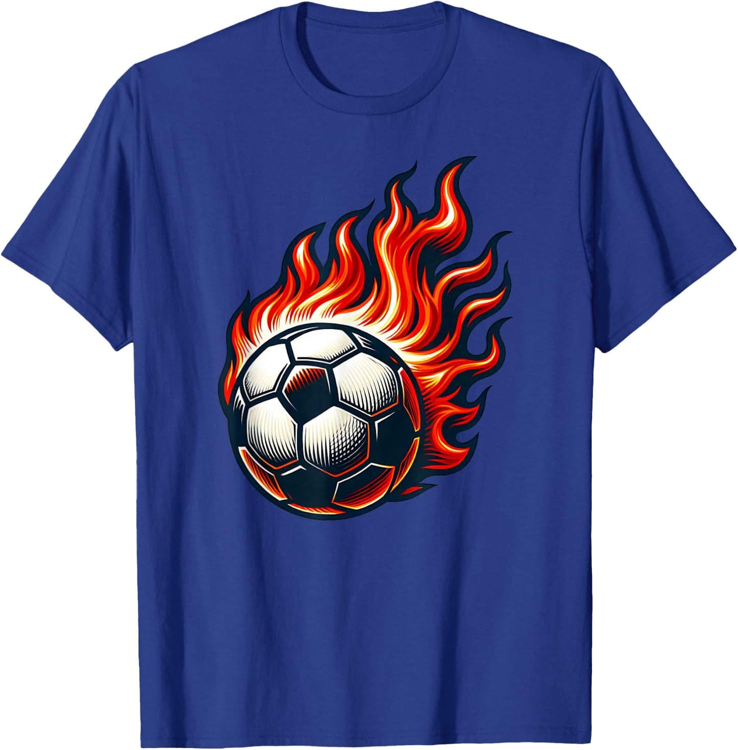 Flaming Soccer Ball T-Shirt - T-Shirt | Royal