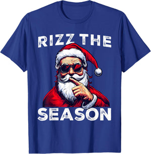 Rizz The Season Funny Santa Joke White Elephant Christmas T-Shirt - T-Shirt | Royal