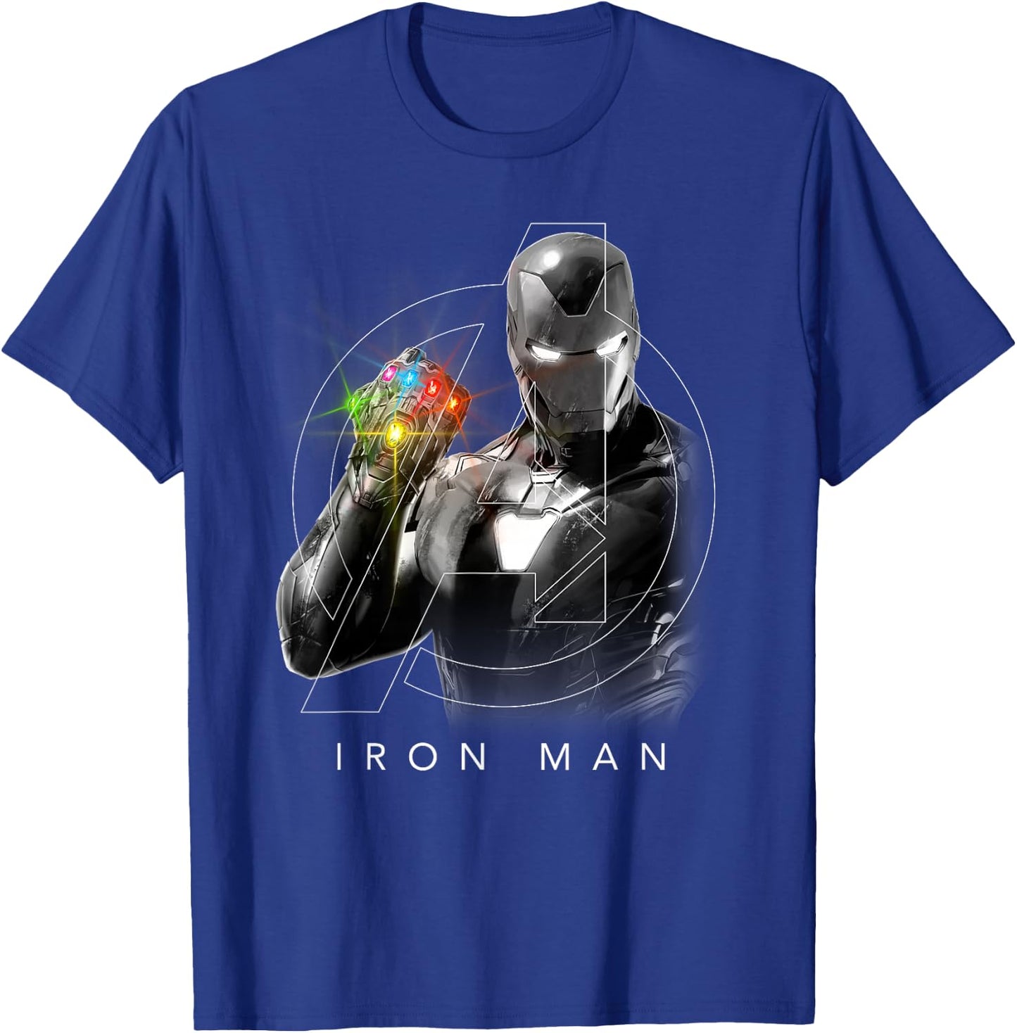 Marvel Avengers Endgame Glowing Stones Logo Overlay Portrait T-Shirt - T-Shirt | Royal