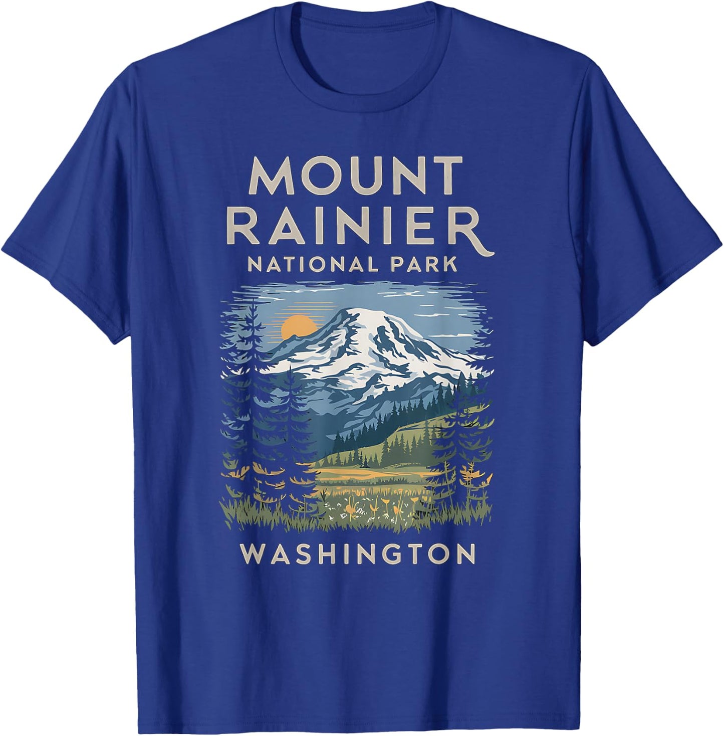 Stunning Mount Rainier National Park Scenic T-Shirt - T-Shirt | Royal
